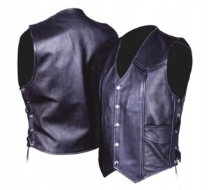 MĘSKA SKÓRZANA KLASYCZNA KAMIZELKA MOTOCYKLOWA RYPARD KM004 r 2XL