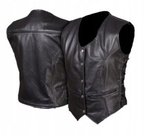DAMSKA KLASYCZNA SKÓRZANA KAMIZELKA MOTOCYKLOWA RYPARD KM016 r 3XL