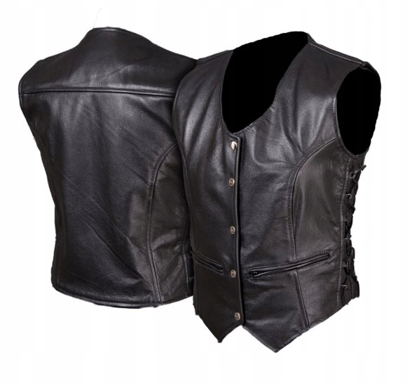 DAMSKA KLASYCZNA SKÓRZANA KAMIZELKA MOTOCYKLOWA RYPARD KM016 r 3XL