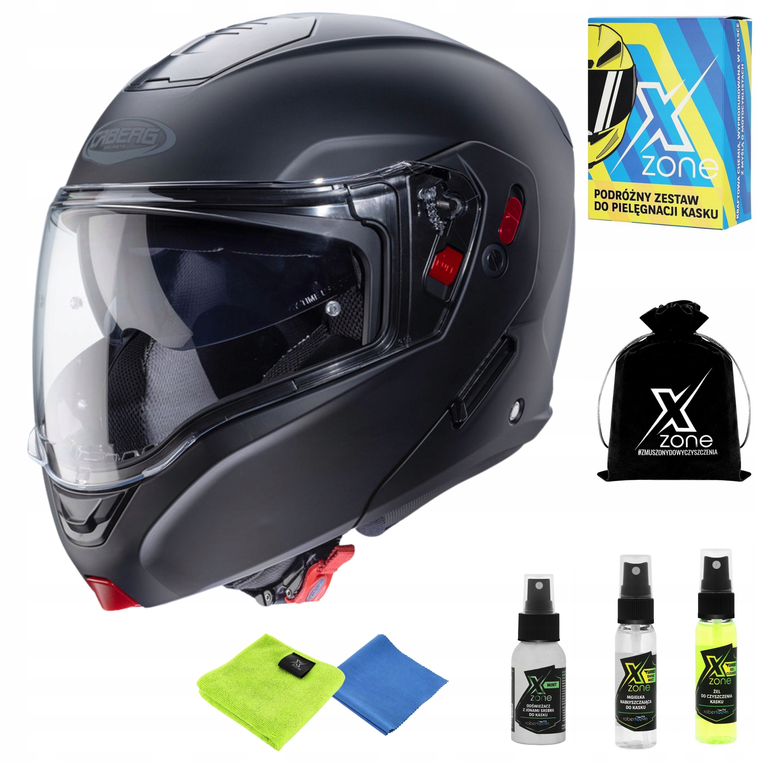CABERG HORUS X KASK MOTOCYKLOWY SZCZĘKOWY CZARNY r M + GRATIS