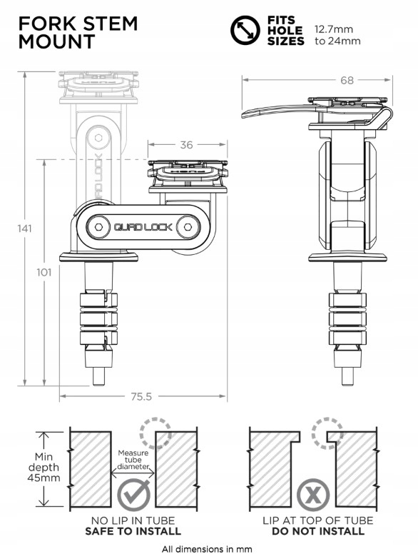 Podstawa montowana w sztycę główki ramy Quad Lock - obrazek 2