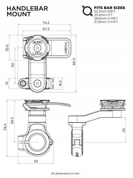 Podstawa montowana na kierownicy Quad Lock - obrazek 2
