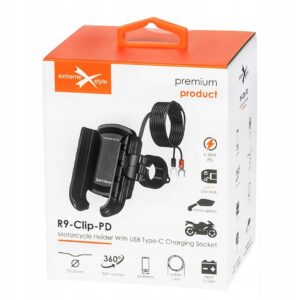 Uchwyt motocyklowy z ładowarką do telefonu R9-Clip-PD