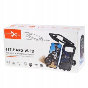 Uchwyt motocyklowy z etui na telefon i ładowarkami 167-HARD-W-PD